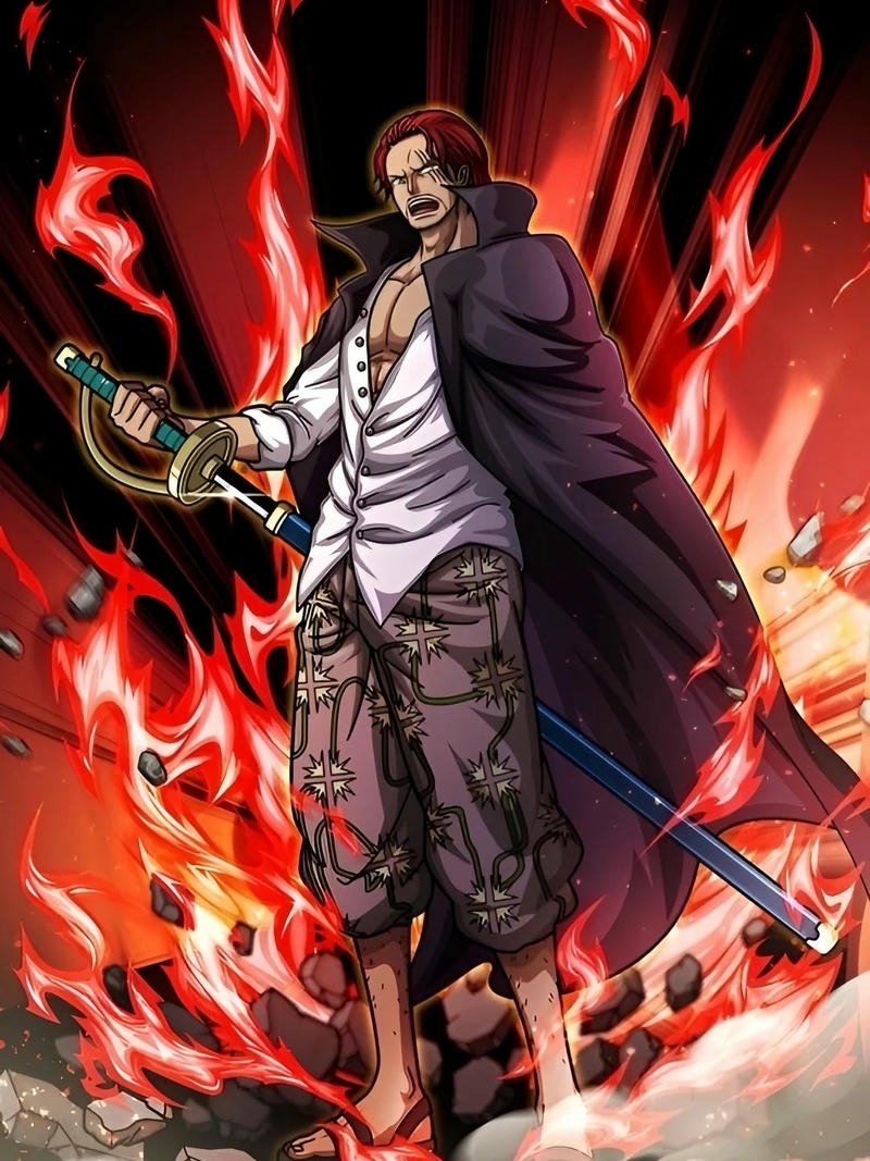 Ảnh Shanks bước ra từ biển lửa đỏ rực rỡ