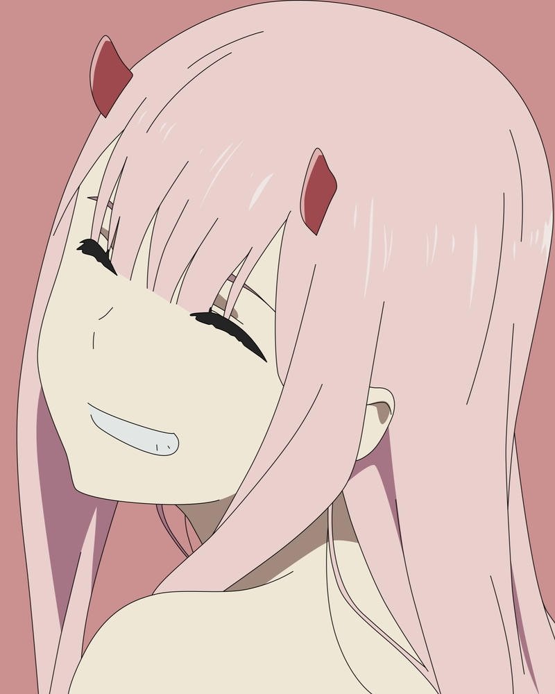Ảnh Zero Two cười nhe răng đáng yêu rạng rỡ