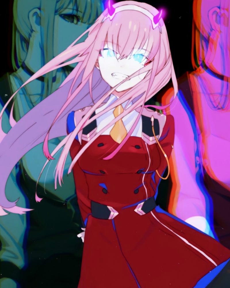 Ảnh Zero Two đứng giữa màn đêm bí ẩn cuốn hút
