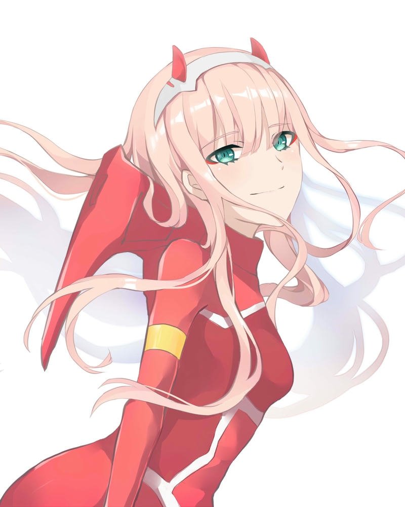 Ảnh Zero Two ngoái nhìn lại ánh mắt sắc sảo