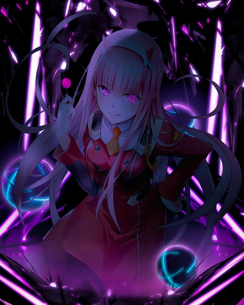Ảnh Zero Two phong cách neon tối tăm ma mị