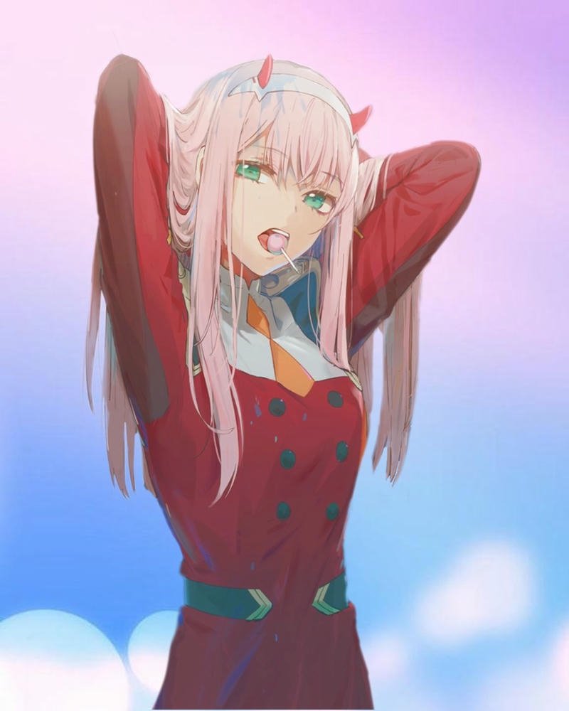 Ảnh Zero Two vươn vai mỉm cười rạng rỡ xinh