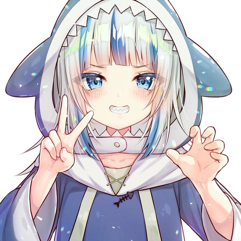 Ảnh anime cá mập bé gái giơ tay hình chữ v xinh