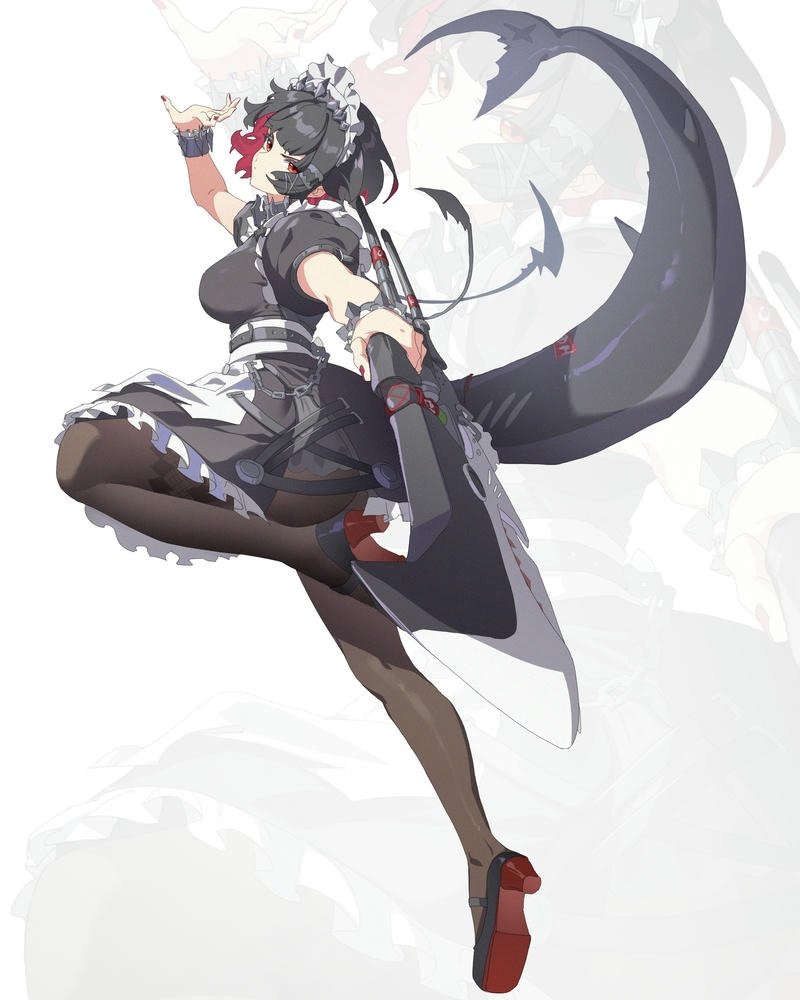 Ảnh anime cá mập nữ hầu gái váy đen đuôi cá lớn