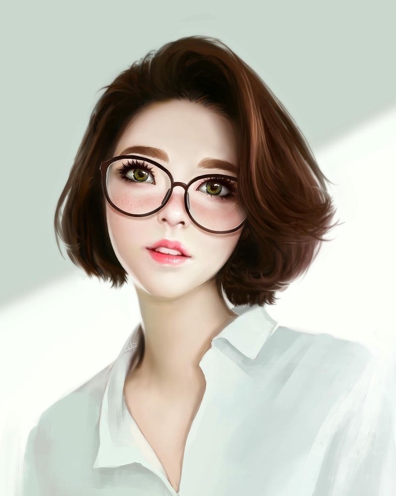 Ảnh anime đeo kính biểu cảm điềm tĩnh khá thu hút