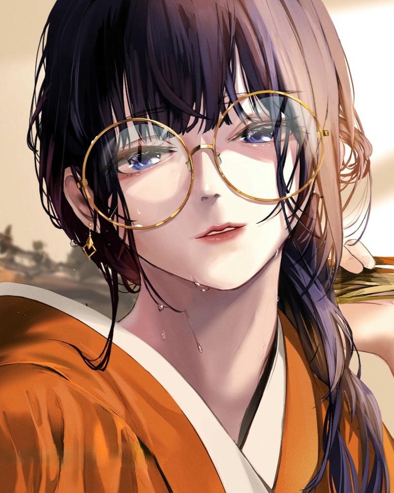Ảnh anime đeo kính gương mặt lạnh lùng đầy bí ẩn