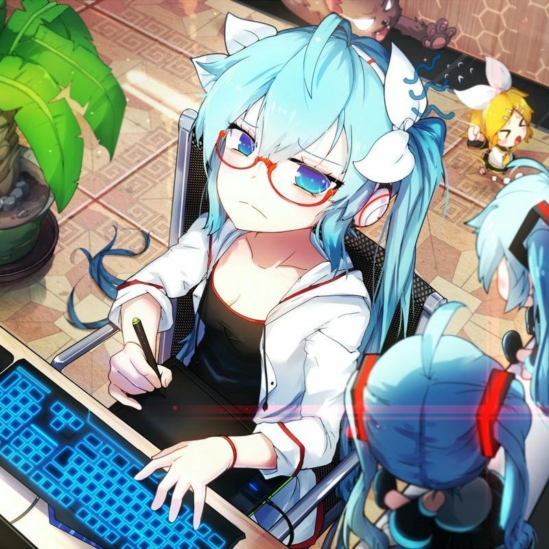 Ảnh anime đeo kính phong thái nhẹ nhàng rất đáng yêu