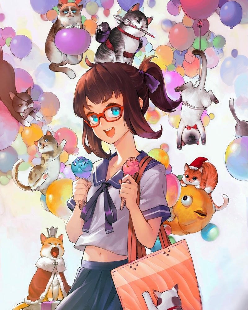 Ảnh anime đeo kính tạo hình đáng yêu rất nổi bật