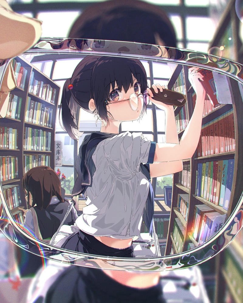 Ảnh anime đeo kính thần thái trầm tĩnh đầy cuốn hút