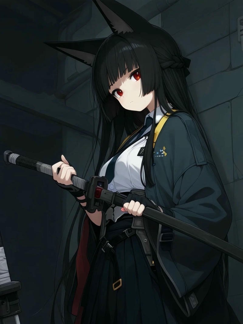Ảnh anime nữ cầm kiếm dáng đứng vững vàng đầy bản lĩnh