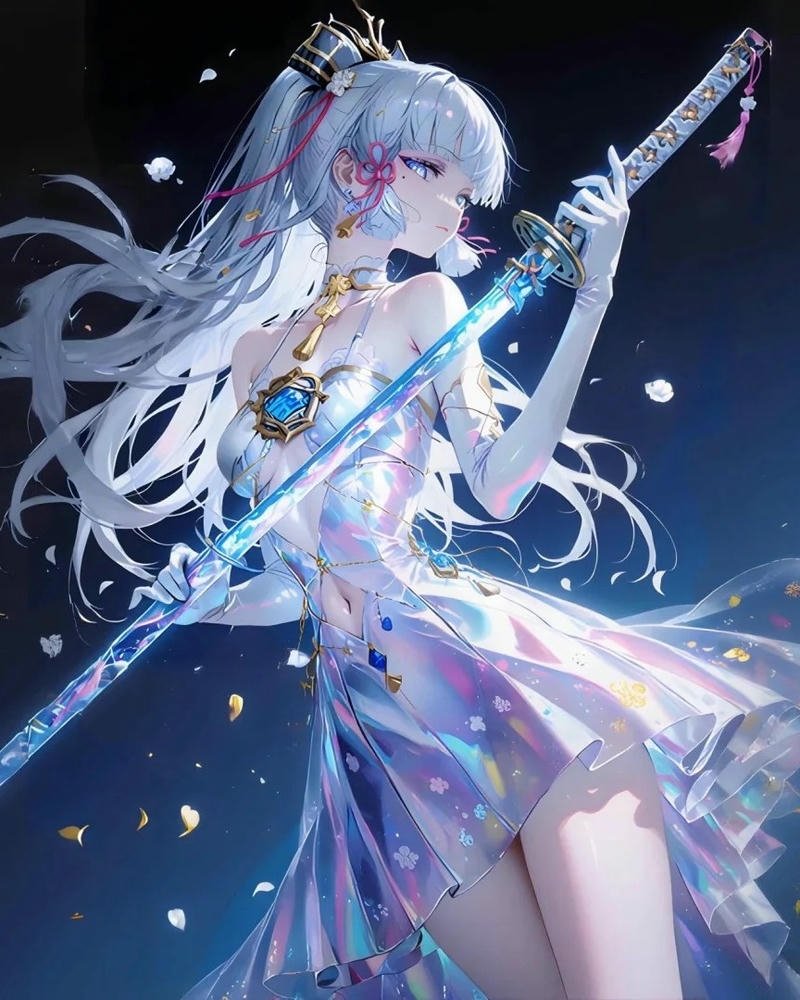Ảnh anime nữ cầm kiếm khí chất chiến binh đầy ấn tượng