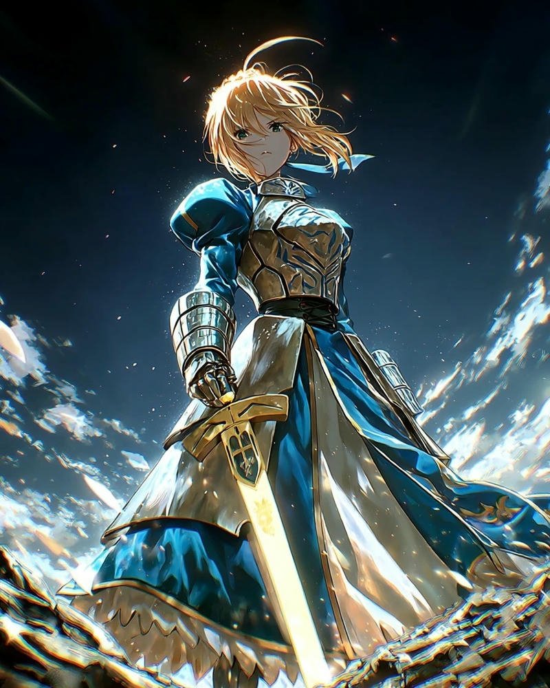 Ảnh anime nữ cầm kiếm tư thế chắc chắn toát thần thái