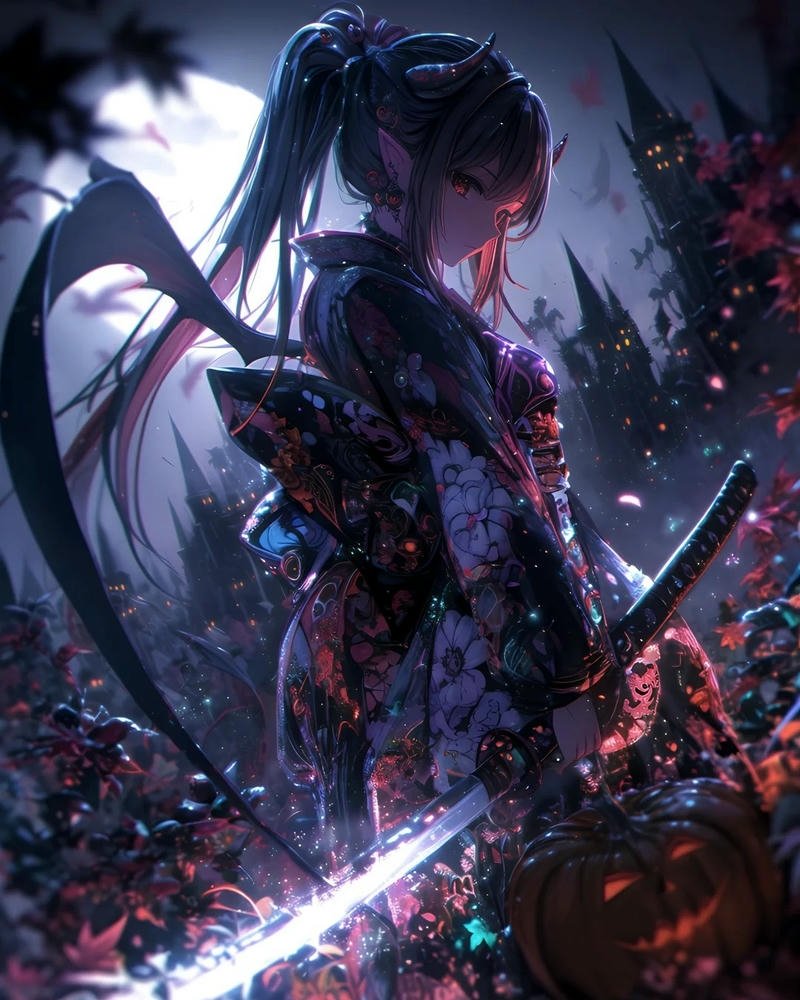 Ảnh anime nữ cầm kiếm vẻ đẹp mạnh mẽ đầy cuốn hút