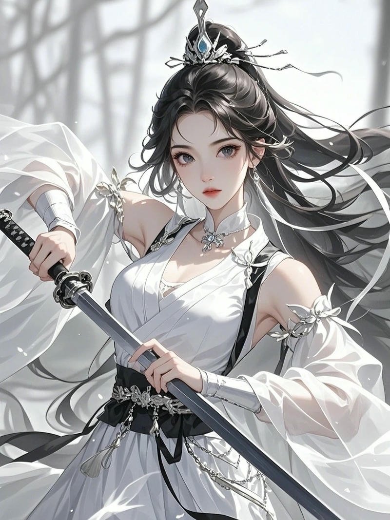 Ảnh anime nữ cầm kiếm vẻ ngoài mạnh mẽ đầy cá tính