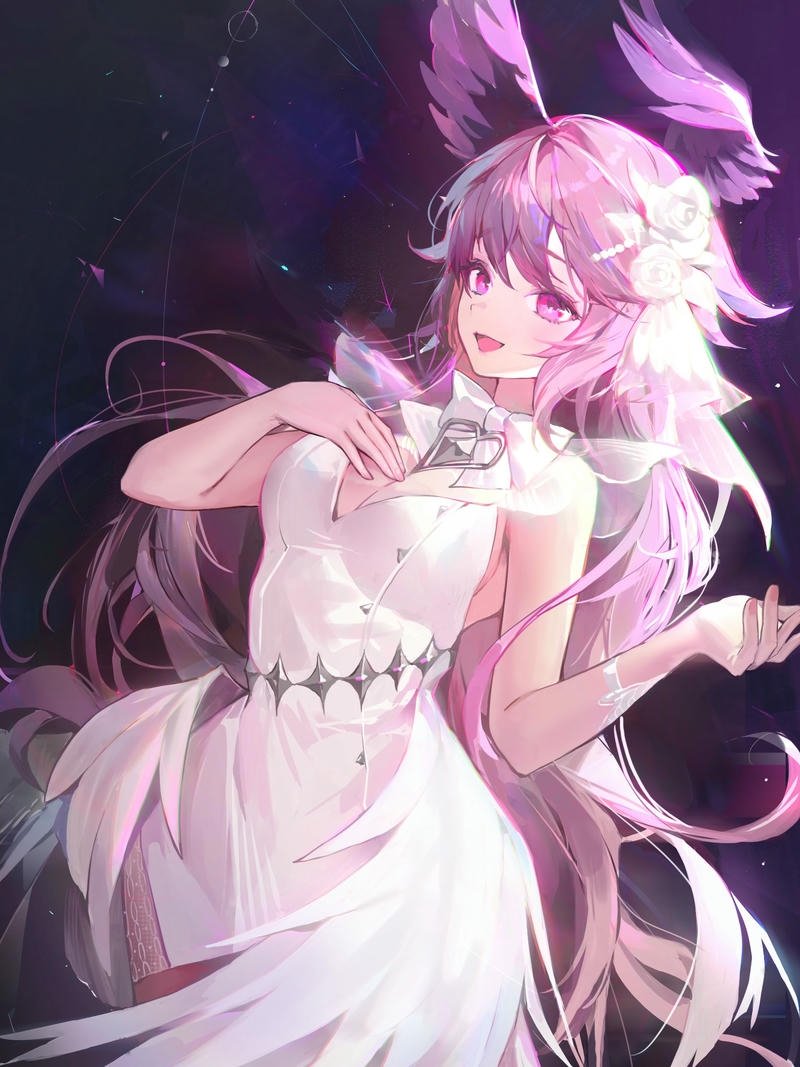 Ảnh anime nữ tóc hồng ánh mắt dịu dàng tạo nét duyên