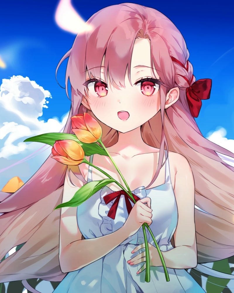 Ảnh anime nữ tóc hồng nét mặt đáng yêu đầy sức sống