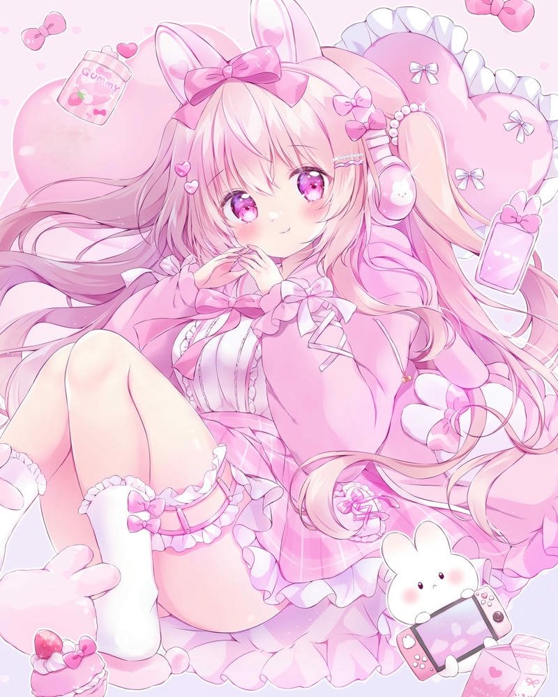 Ảnh anime nữ tóc hồng phong cách trẻ trung và đáng yêu