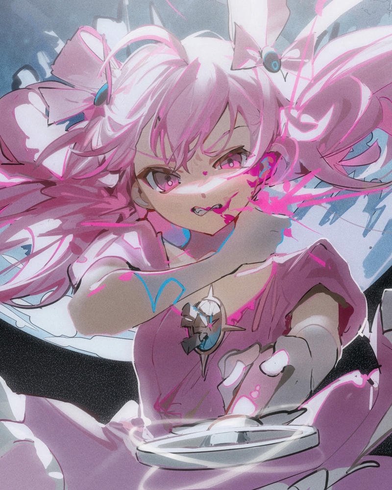 Ảnh anime nữ tóc hồng thần thái vui tươi rất nổi bật