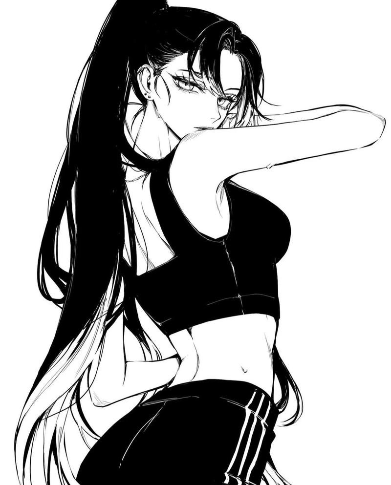 anime nữ trắng đen 1