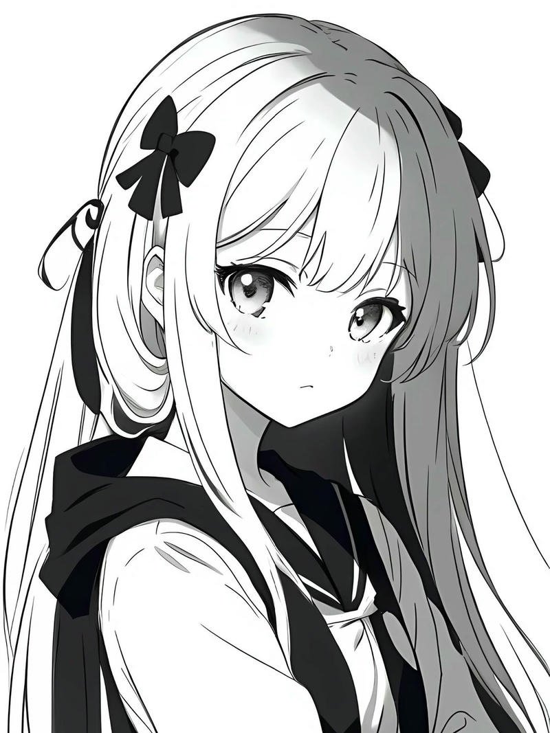 anime nữ trắng đen 4