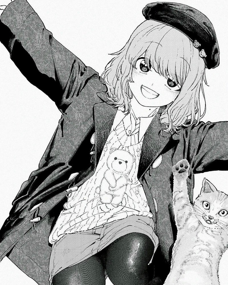 anime nữ trắng đen 9