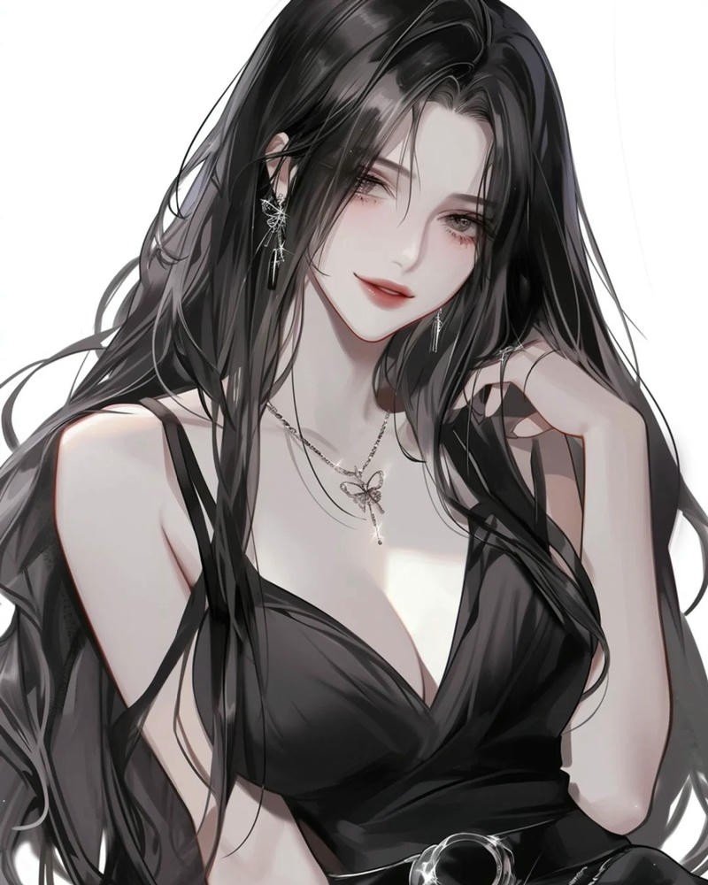 Ảnh anime nữ trắng đen nét vẽ mềm mại giàu cảm xúc