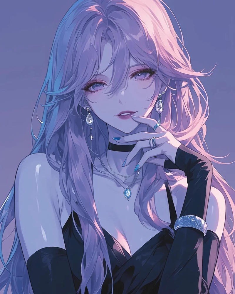 Ảnh anime nữ trắng đen thần thái trầm lặng rất cuốn hút