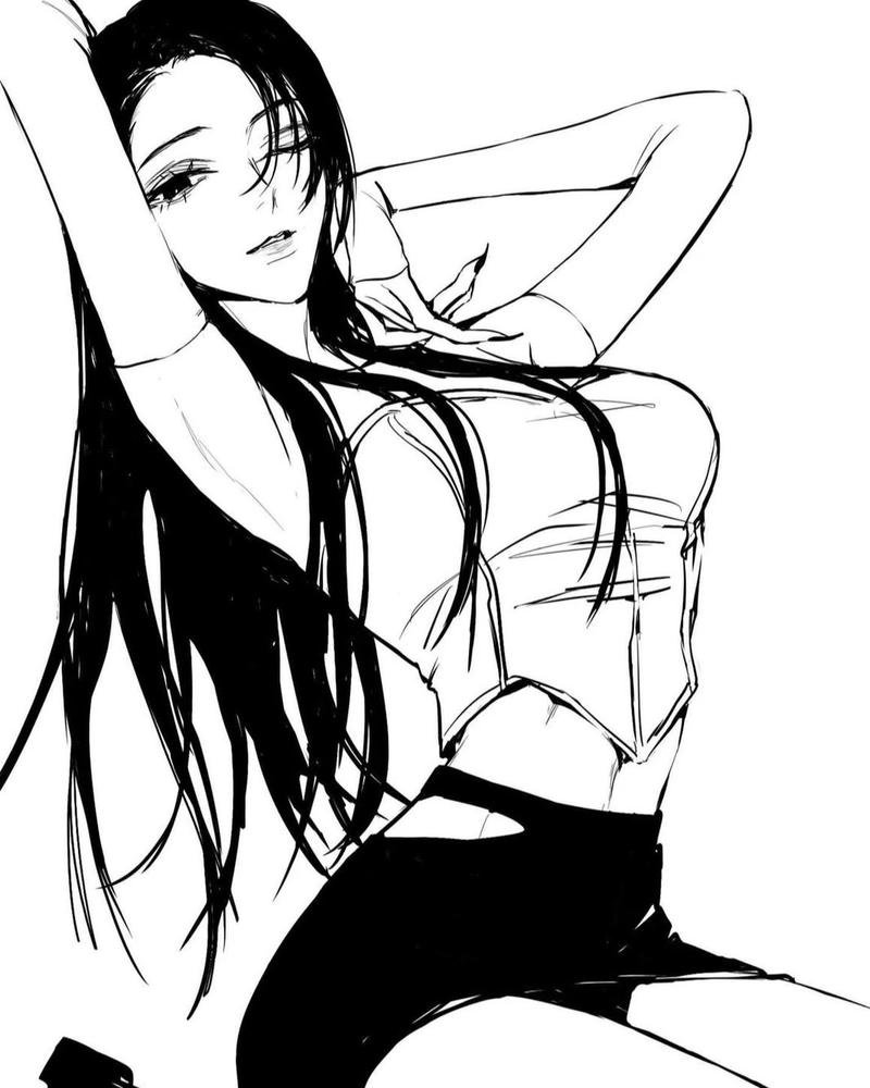 anime nữ trắng đen 20