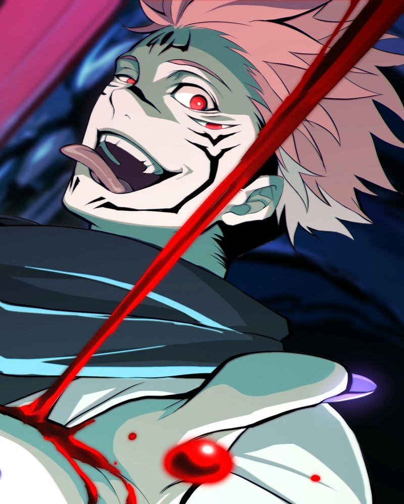 Ảnh anime sukuna điên cuồng chiến đấu máu me văng tung tóe