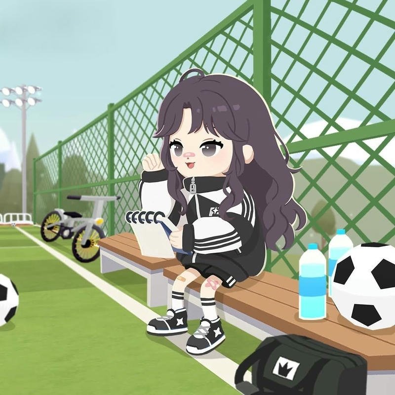 Ảnh play together anime ngồi nghỉ ngơi trên ghế sân bóng