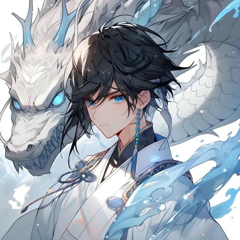 Ảnh rồng anime chàng trai thư sinh bên bạch long thanh khiết