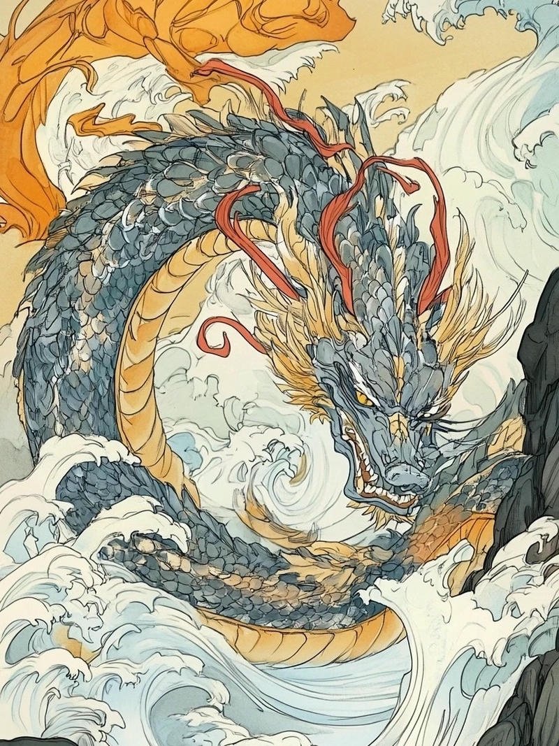 Ảnh rồng anime rồng cuộn tròn tạo hình vòng tròn độc đáo