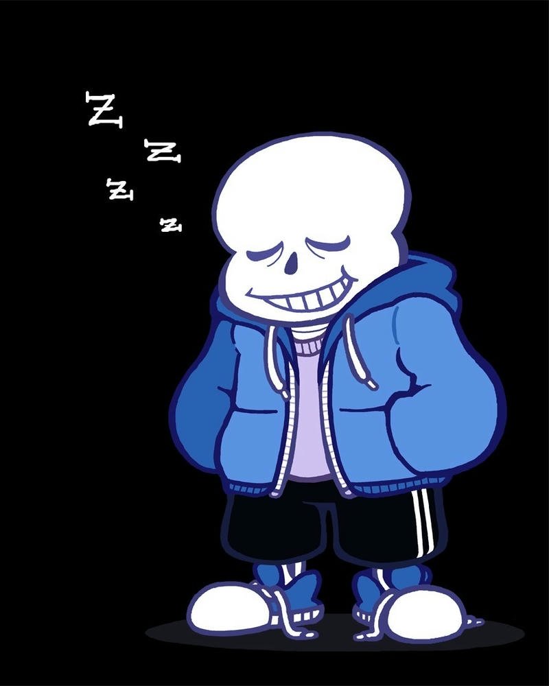 Ảnh sans chibi đang ngủ say sưa rất đáng yêu