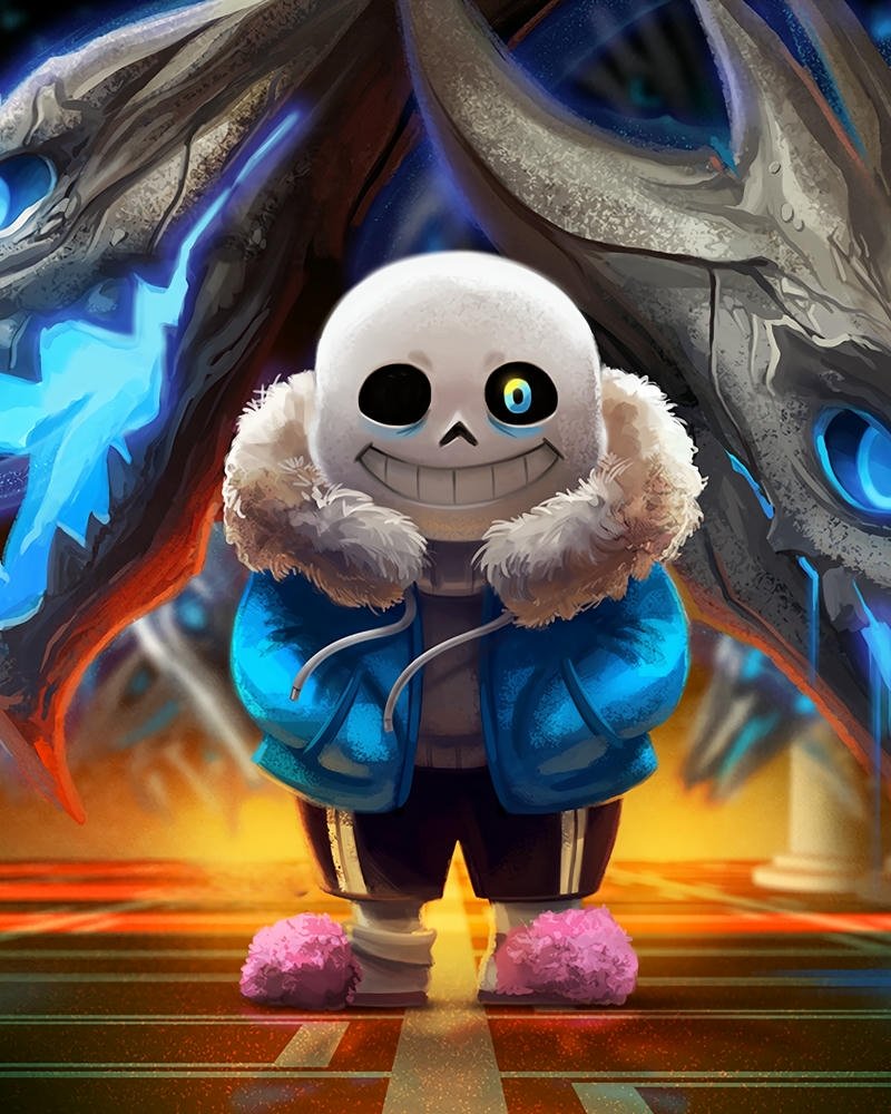 Ảnh sans mắt xanh phát sáng đầy vẻ đe dọa