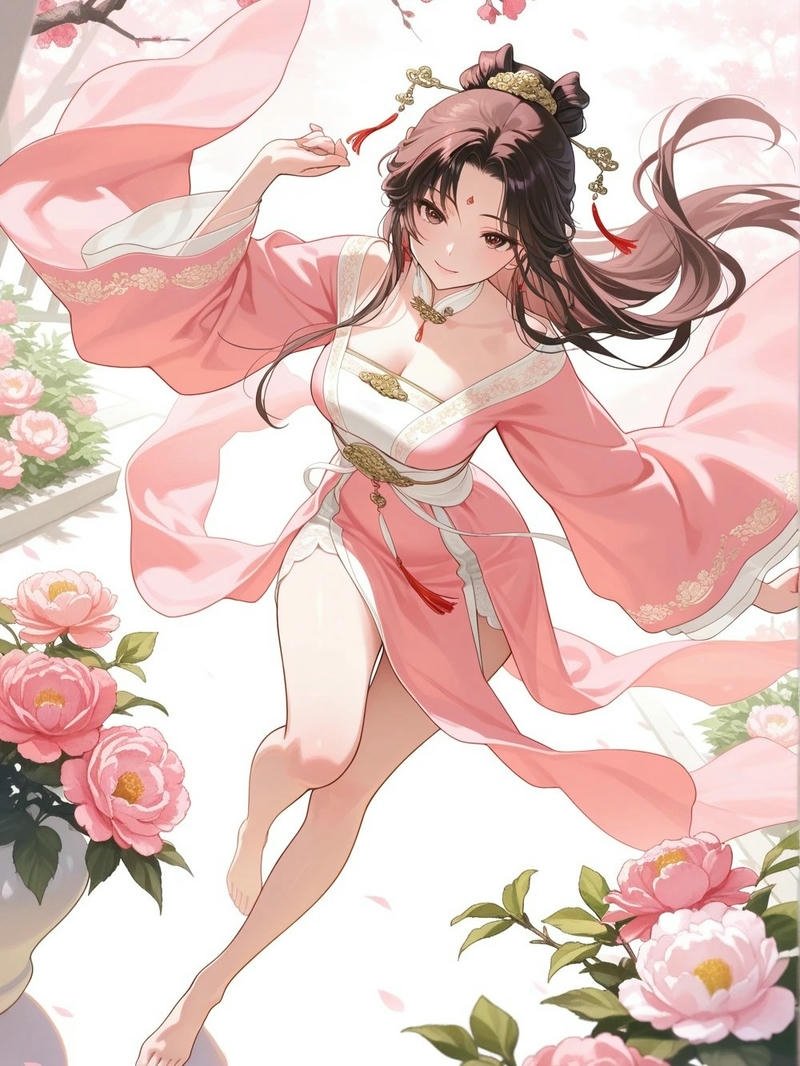 Anime nữ cổ trang buồn mưa bụi hiên vắng