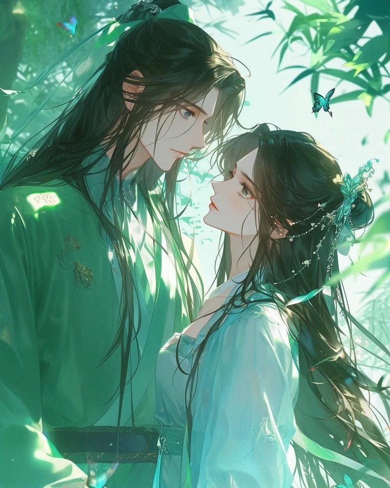 Anime nữ cổ trang buồn thiếu nữ quạt giấy lệch
