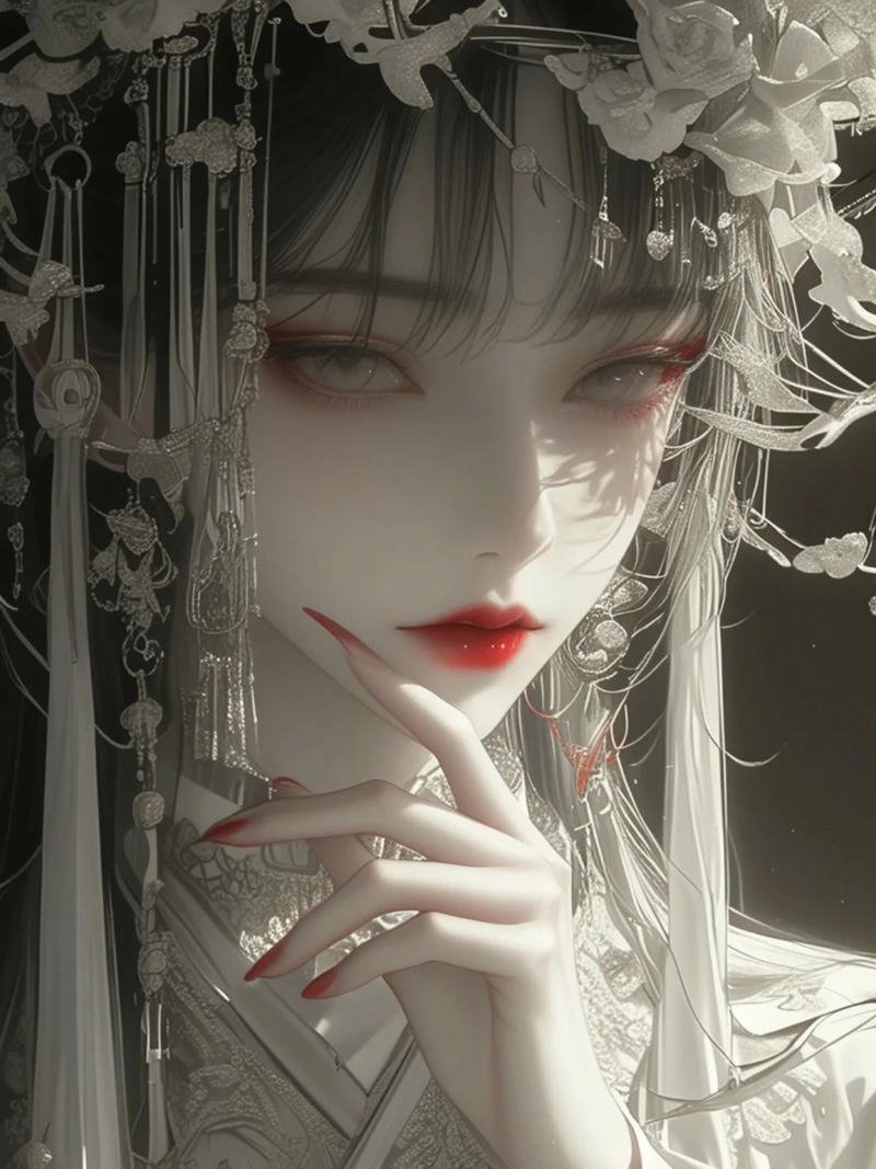Anime nữ cổ trang thanh lịch tóc dài bay bổng