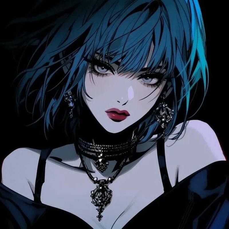 Anime nữ lạnh lùng ác quỷ cánh đen biểu cảm nguy hiểm