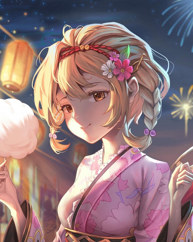 Anime tóc vàng ánh mắt tươi sáng giàu sức sống
