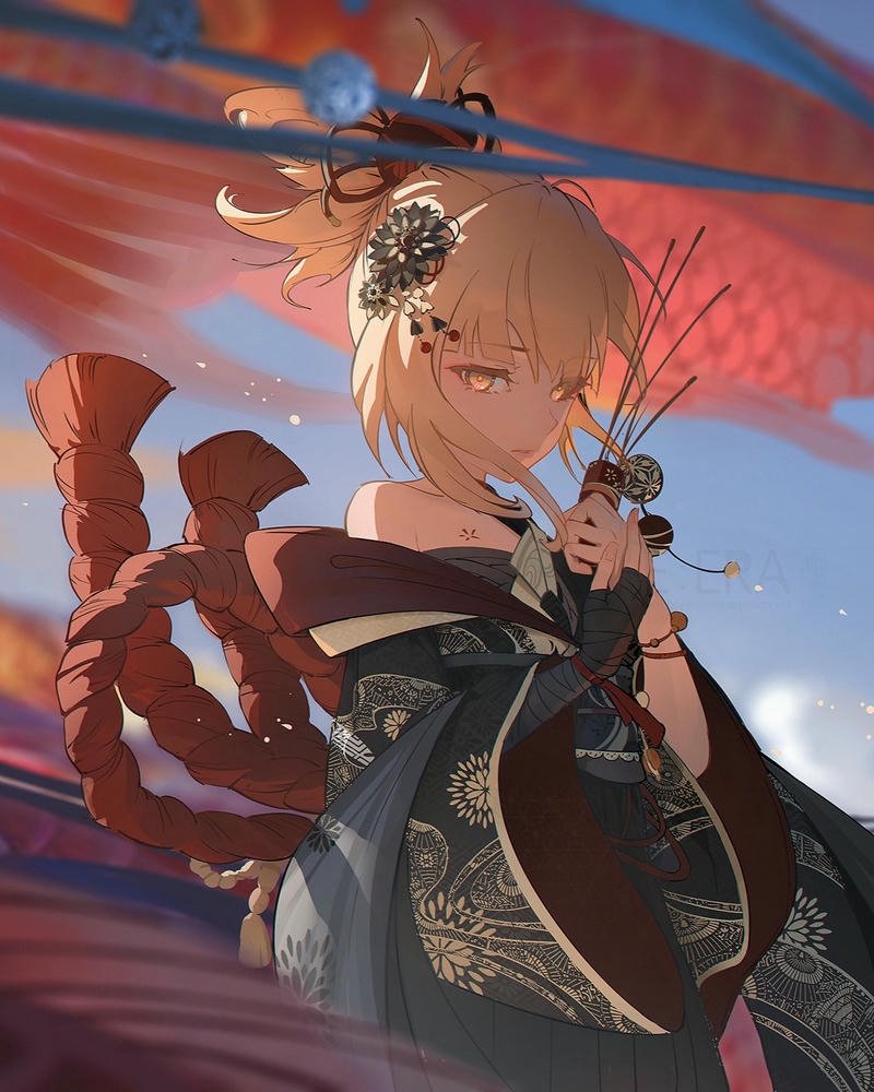 Anime tóc vàng vẻ ngoài tươi tắn và nổi bật