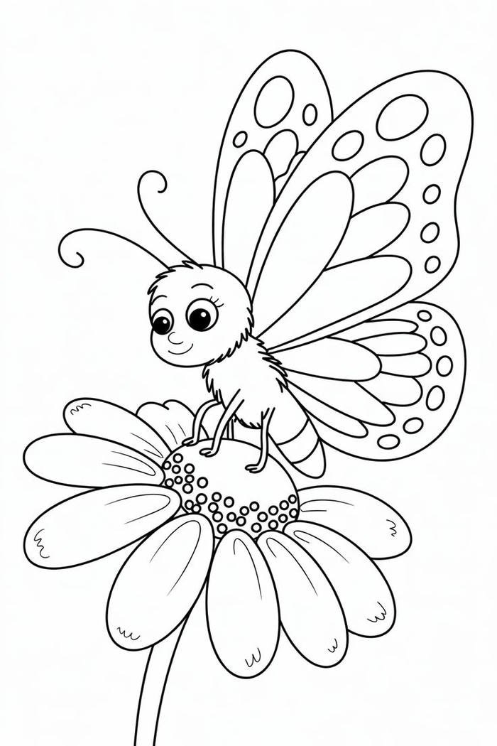 Bản phác thảo đơn giản tranh tô màu côn trùng