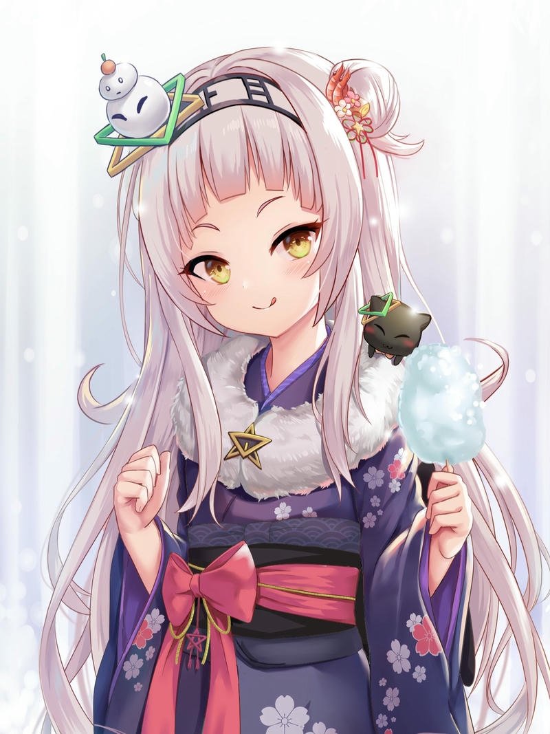 Cô gái anime mặc kimono phong cách trang nhã thanh lịch