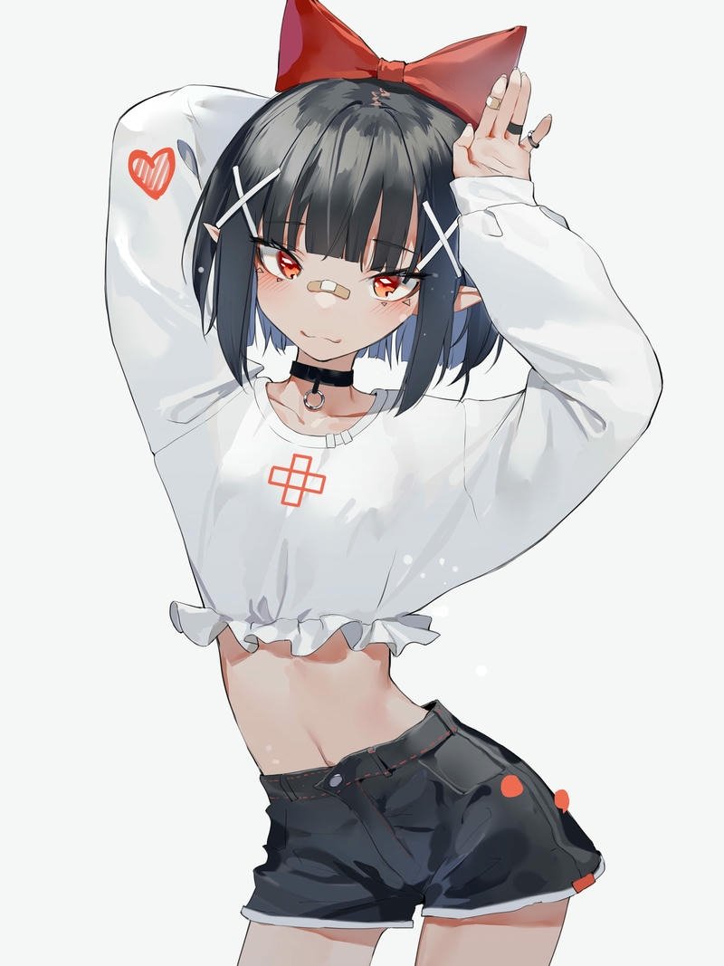 Cô gái anime tóc ngắn dung mạo nhẹ nhàng