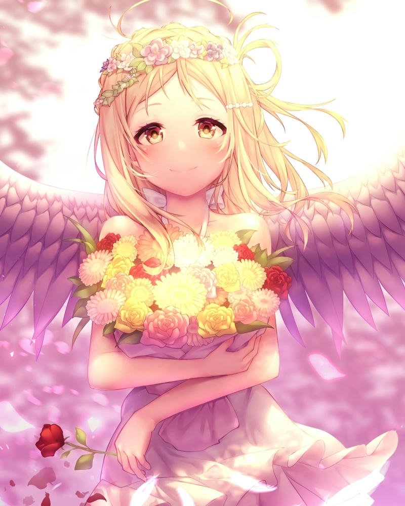 Cô gái anime tóc vàng ánh mắt trong trẻo