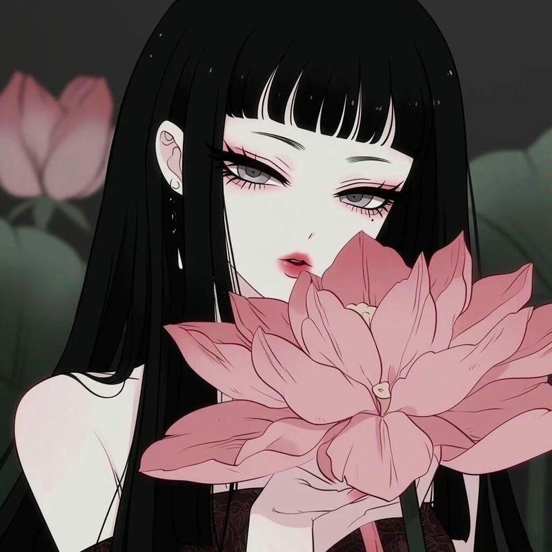 Cô gái anime trắng đen ánh mắt trầm lắng đầy chiều sâu
