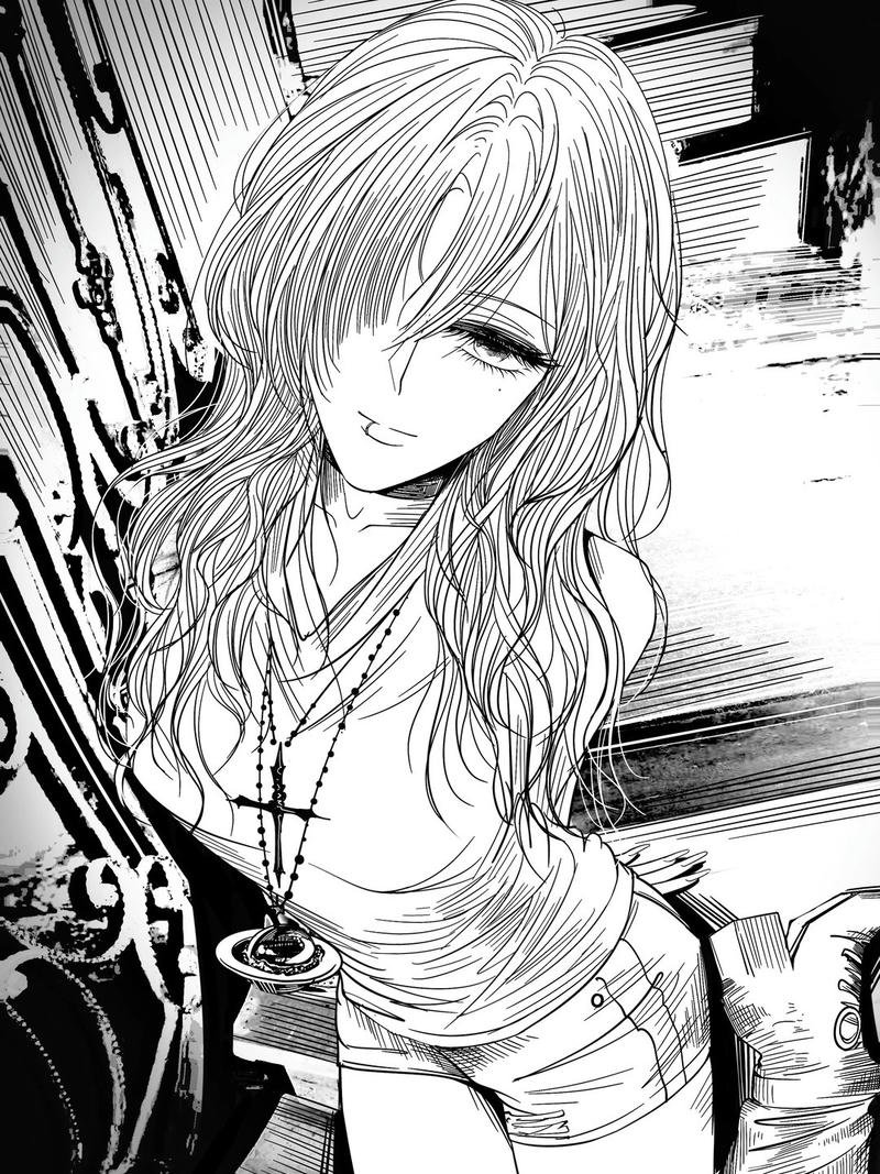 anime nữ trắng đen 24