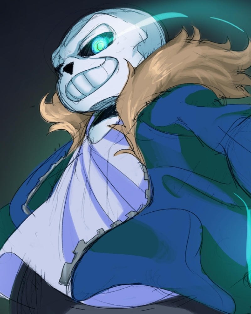 Fanart Sans chiến đấu cùng đầu lâu rồng cực chất