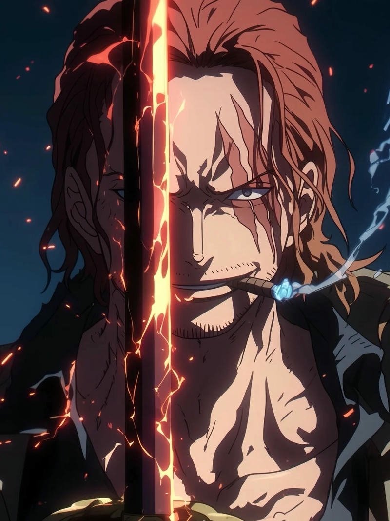 Fanart Shanks đứng dưới mưa với vẻ mặt buồn bã