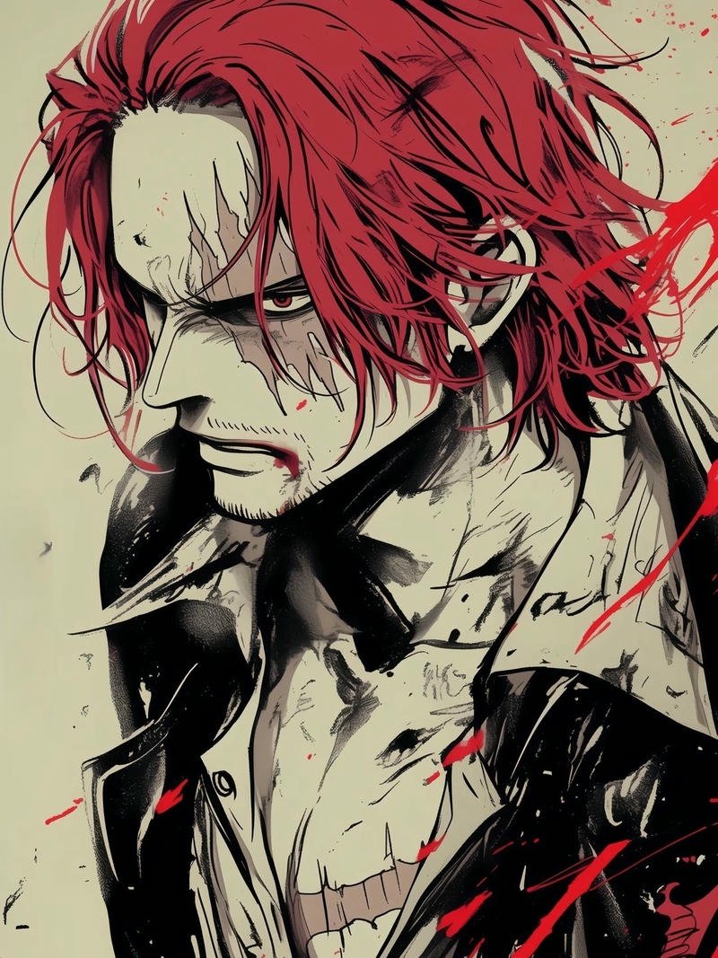Fanart Shanks vẽ chì đen trắng phong cách bụi bặm