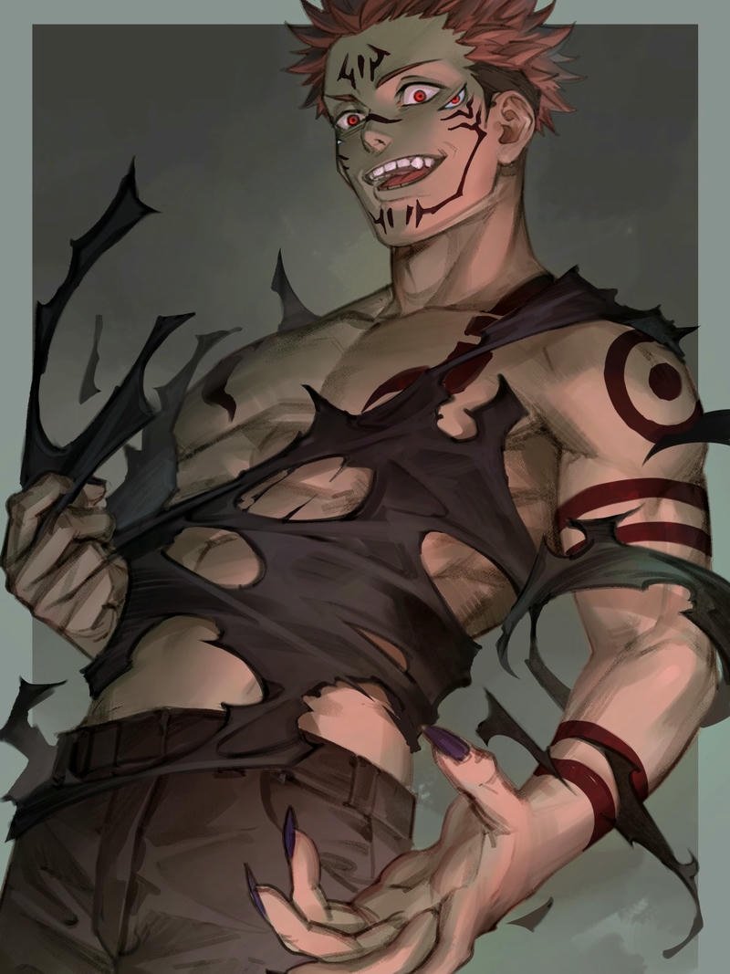 Fanart Sukuna bị thương nhưng vẫn toát lên vẻ nguy hiểm chết người